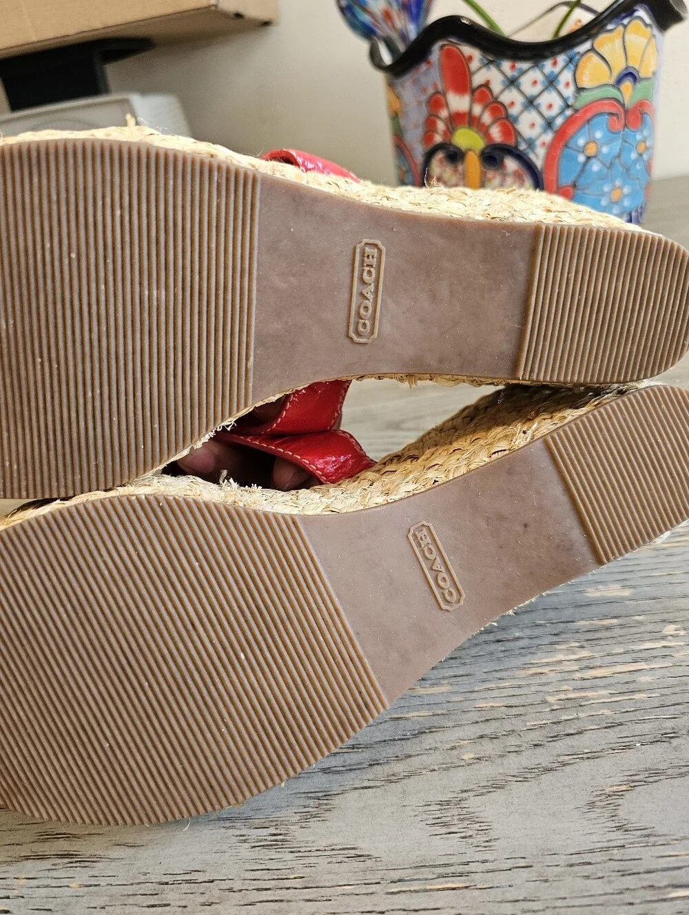 Vintage Coach espadrilles red wedge Y2K  size 8.5